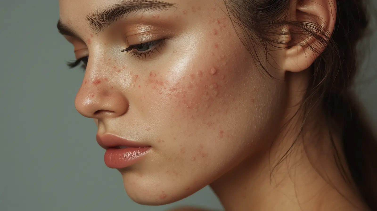 A woman with acne